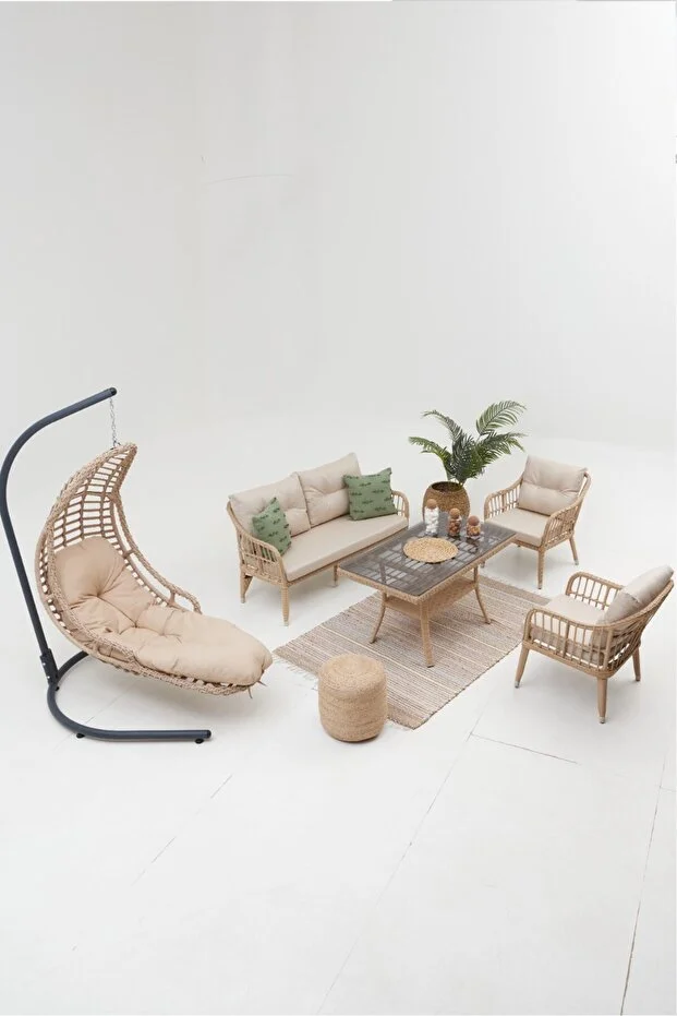 Çeşme Rattan Bahçe Oturma Grubu (2+1+1+MASA) ve Bahçe Salıncağı